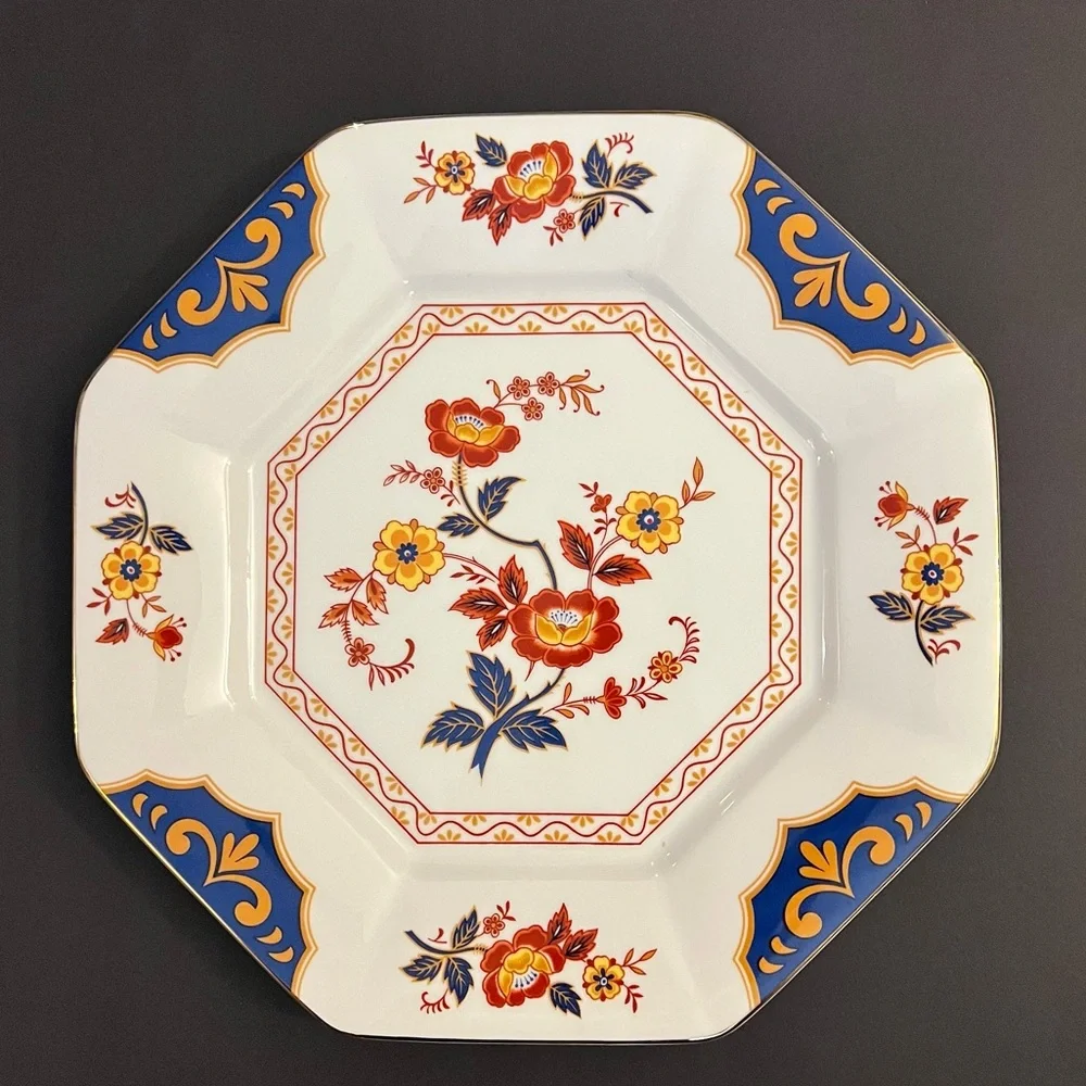 VTG Mikasa Far East 11.5” Octagon Platter 22K Gold Trim Mint